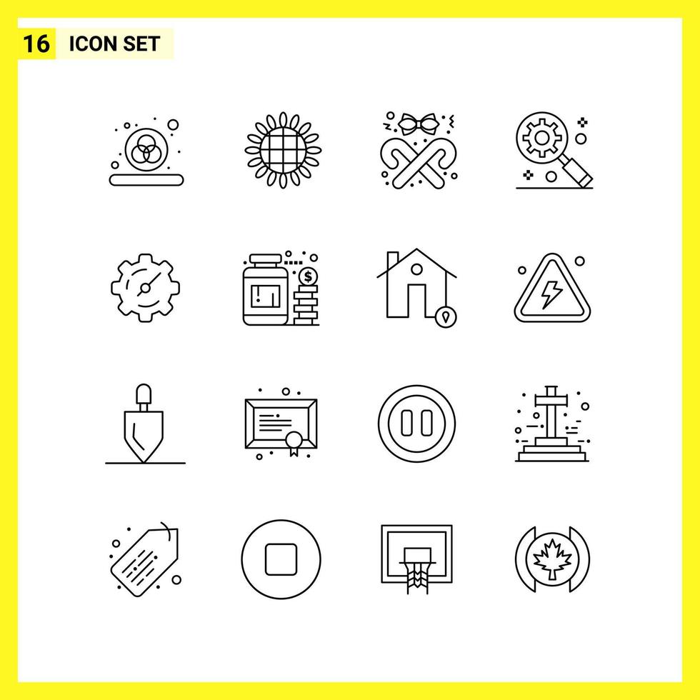 16 Icon Set Simple Line Symbols Outline Sign on White Background for Website Design Mobile Applications and Print Media Creative Black Icon vector background
