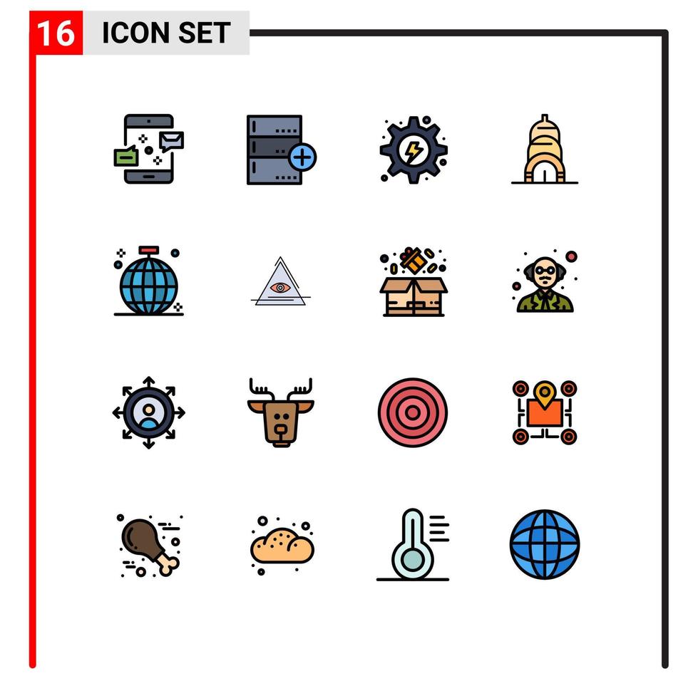 Set of 16 Modern UI Icons Symbols Signs for usa chrysler data gear hydro Editable Creative Vector Design Elements