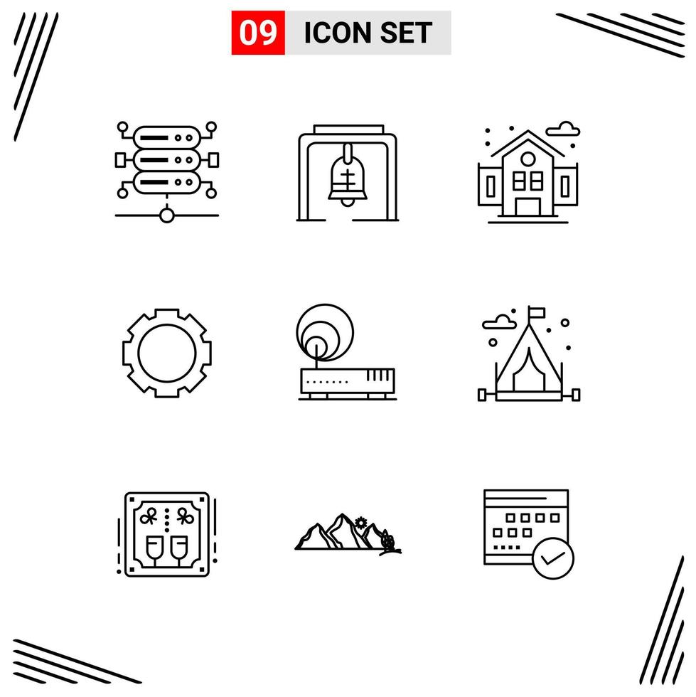 9 iconos estilo de línea basados en cuadrícula símbolos de esquema creativos para el diseño de sitios web signos de icono de línea simple aislados en fondo blanco 9 conjunto de iconos fondo de vector de icono negro creativo