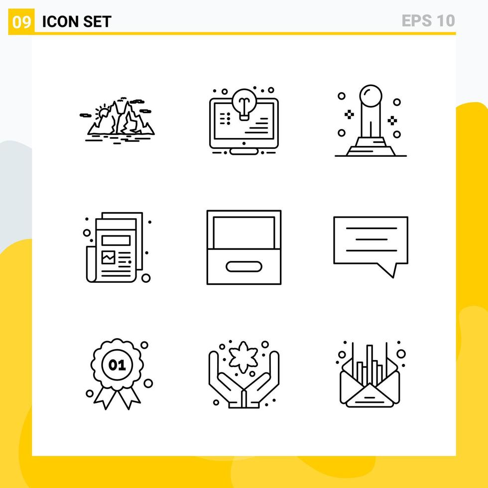 colección de 9 iconos de línea universal conjunto de iconos para web y móvil fondo de vector de icono negro creativo