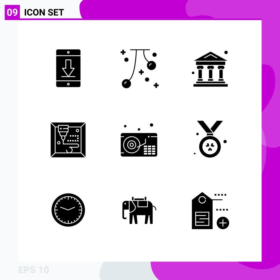 Stock Vector Icon Pack of 9 Line Signs and Symbols for music audio fall printing money Editable Vector Design Elements