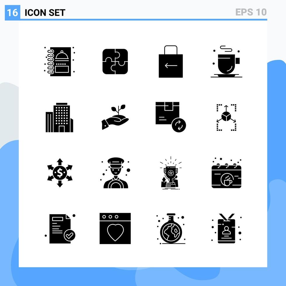 Modern 16 solid style icons Glyph Symbols for general use Creative Solid Icon Sign Isolated on White Background 16 Icons Pack Creative Black Icon vector background