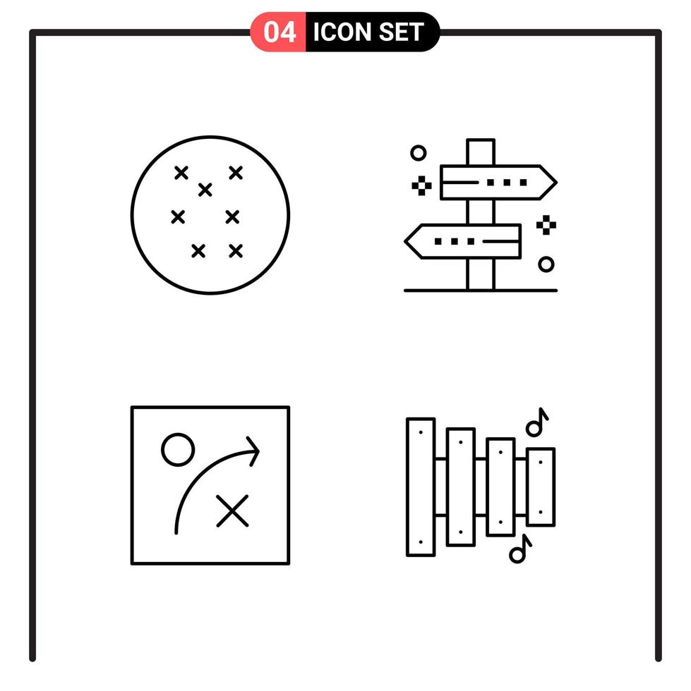 Set of 4 Line Style Icons for web and mobile Outline Symbols for print Line Icon Signs Isolated on White Background 4 Icon Set Creative Black Icon vector background