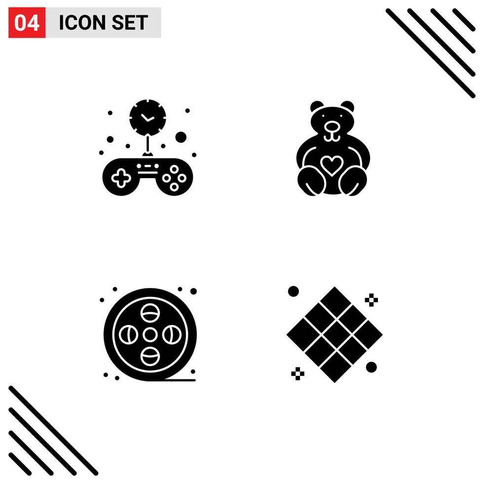 Modern Set of 4 Solid Glyphs and symbols such as free art time loving paint Editable Vector Design Elements