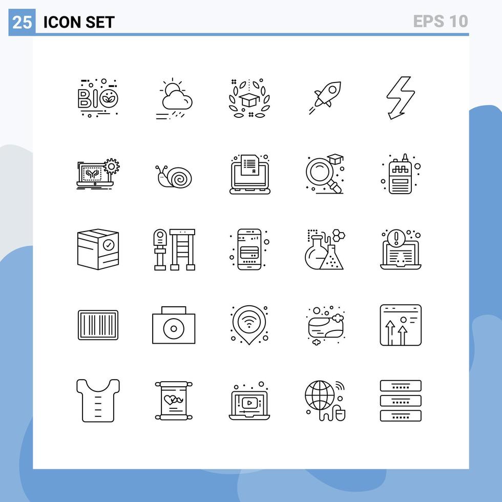 Modern Set of 25 Lines and symbols such as crypto currency lumens season university hat Editable Vector Design Elements