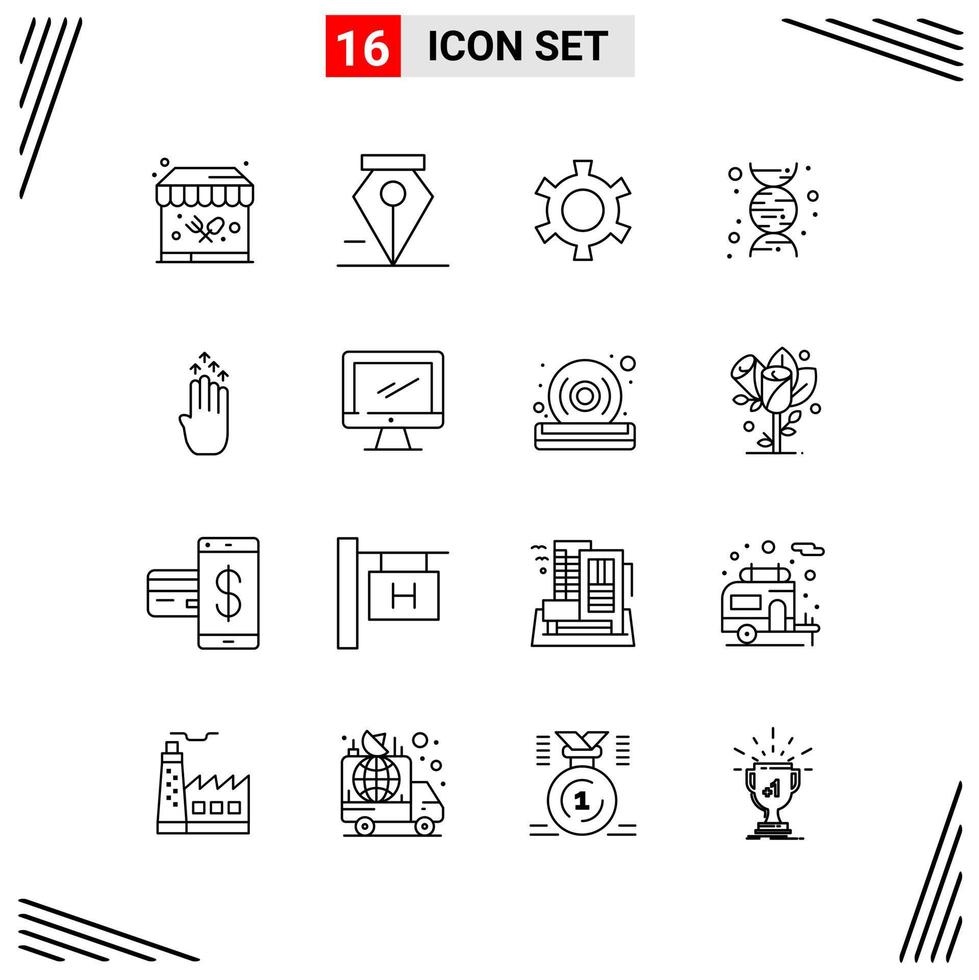 16 Icons Line Style Grid Based Creative Outline Symbols for Website Design Simple Line Icon Signs Isolated on White Background 16 Icon Set Creative Black Icon vector background
