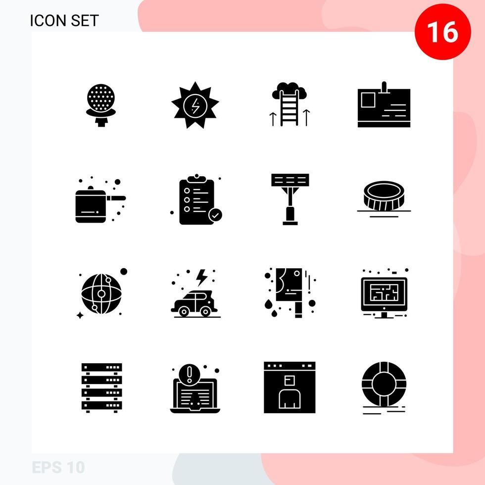 paquete de vectores de 16 iconos en estilo sólido paquete de glifos creativos aislado en fondo blanco para web y móvil fondo de vector de icono negro creativo