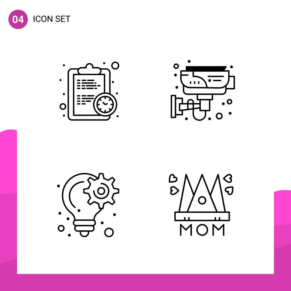 conjunto de iconos de contorno paquete de 4 iconos de línea aislados en fondo blanco para el diseño de sitios web receptivos impresión y aplicaciones móviles fondo de vector de icono negro creativo