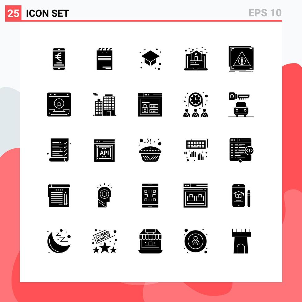 conjunto de 25 iconos modernos de la interfaz de usuario símbolos signos de error firma real estudio de la casa elementos de diseño vectorial editables vector