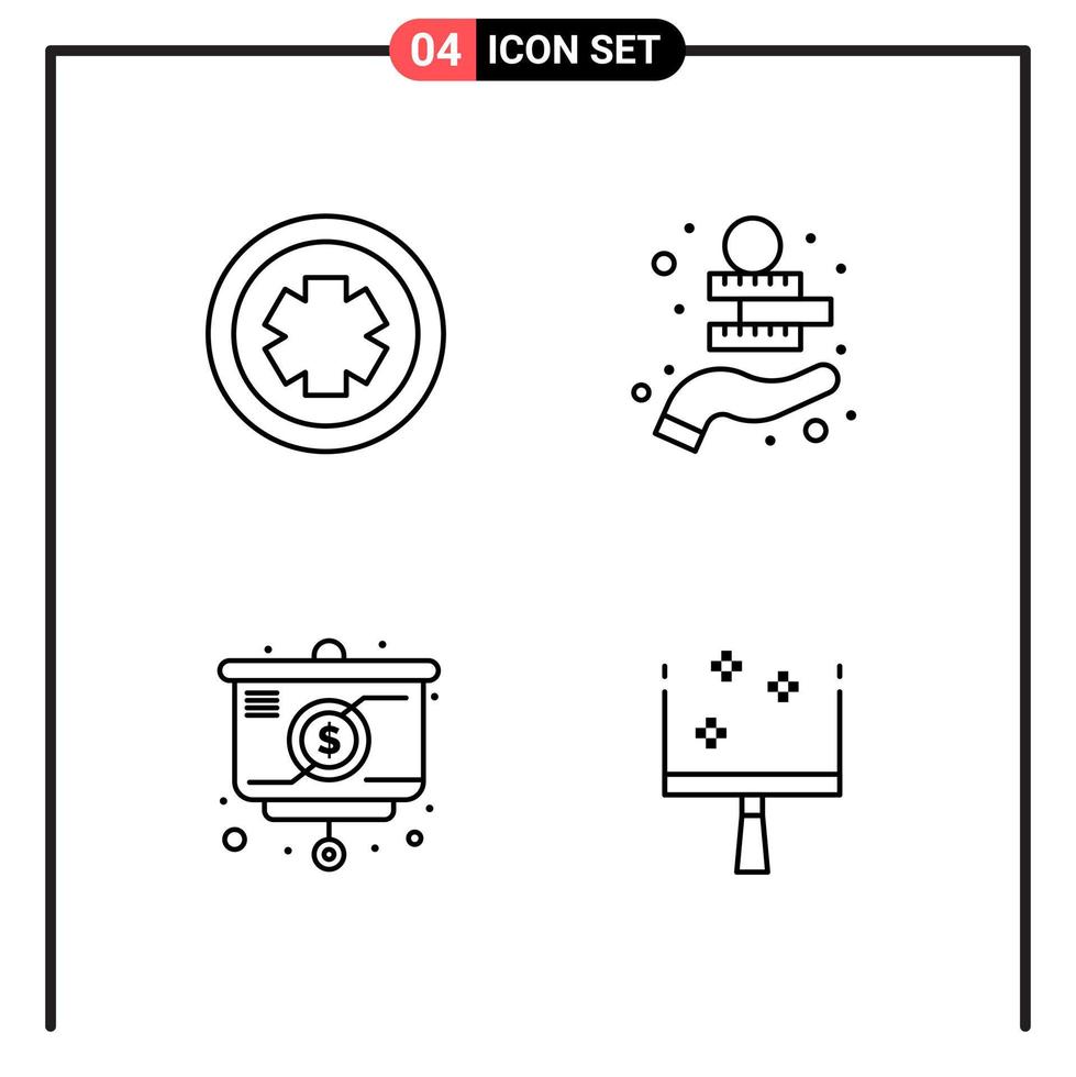 Set of 4 Line Style Icons for web and mobile Outline Symbols for print Line Icon Signs Isolated on White Background 4 Icon Set Creative Black Icon vector background