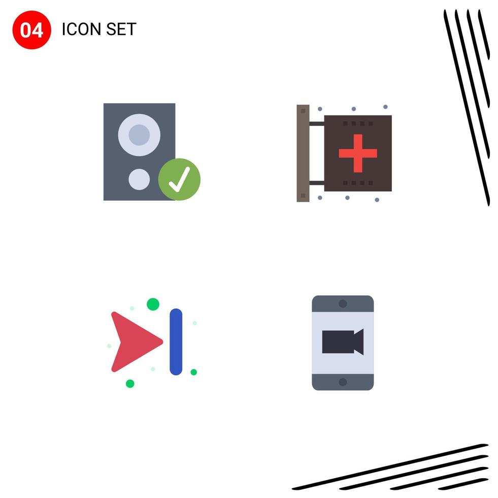 Group of 4 Flat Icons Signs and Symbols for computers health hardware disease forward Editable Vector Design Elements