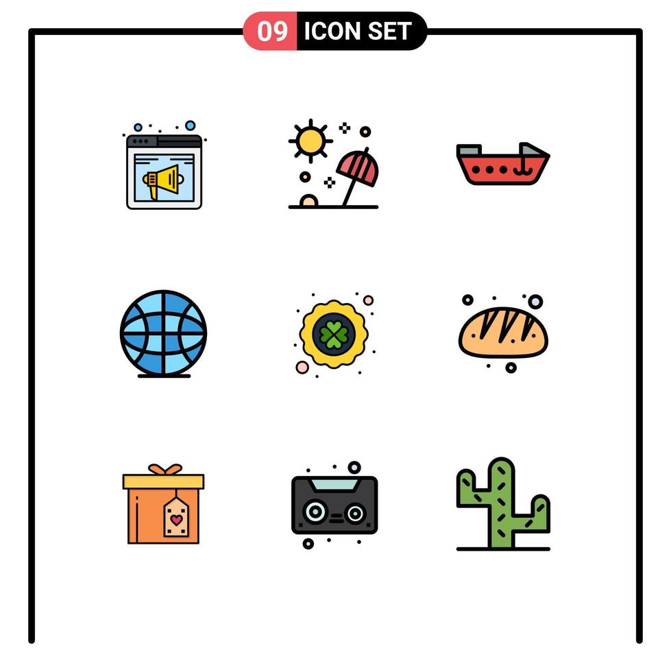 9 iconos creativos signos y símbolos modernos de trébol de cuatro hojas mundo verano velocidad de Internet elementos de diseño vectorial editables vector
