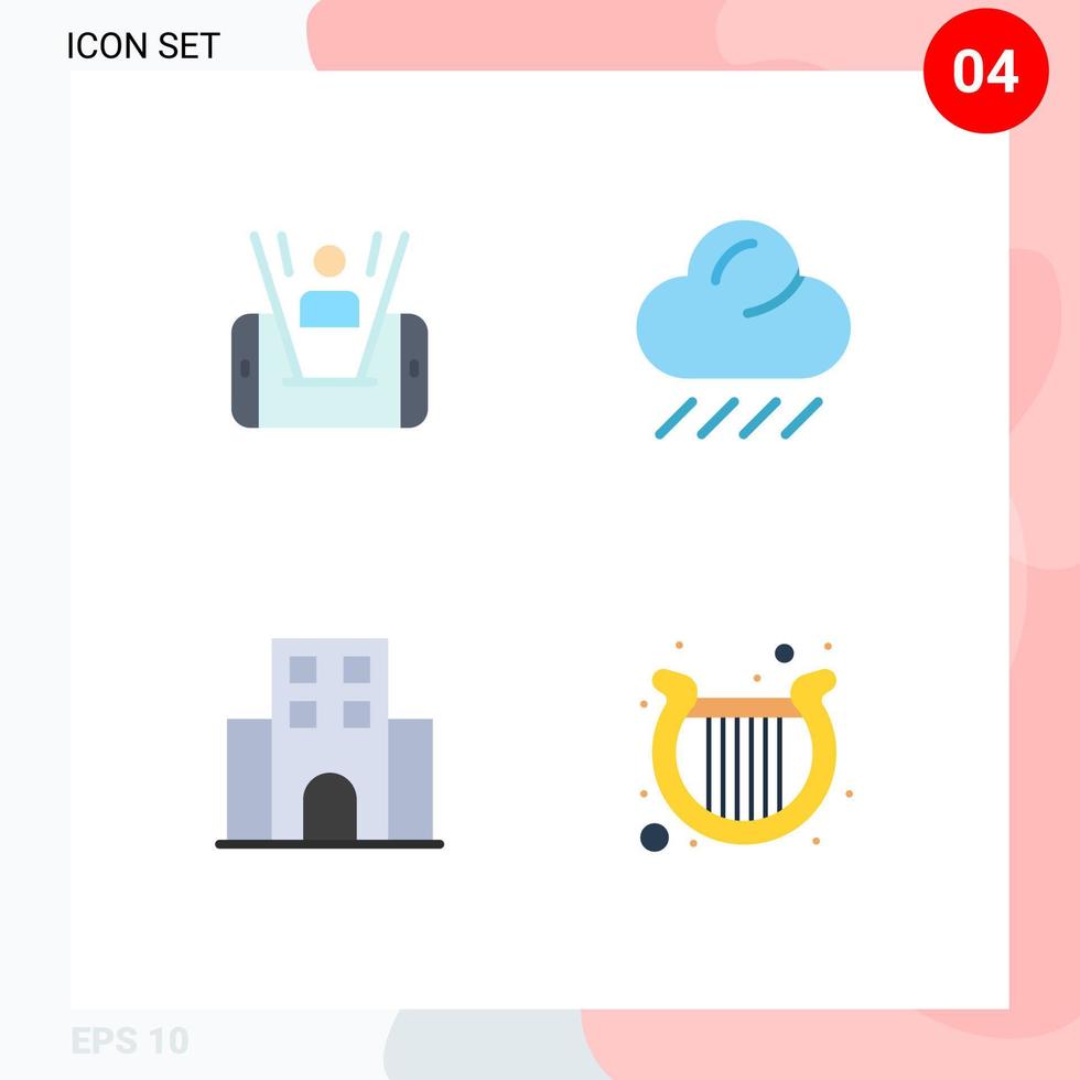 4 Creative Icons Modern Signs and Symbols of mobile journey technology weather travelling Editable Vector Design Elements
