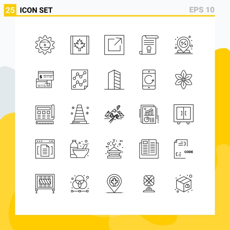 Modern Set of 25 Lines and symbols such as location center link education diploma Editable Vector Design Elements