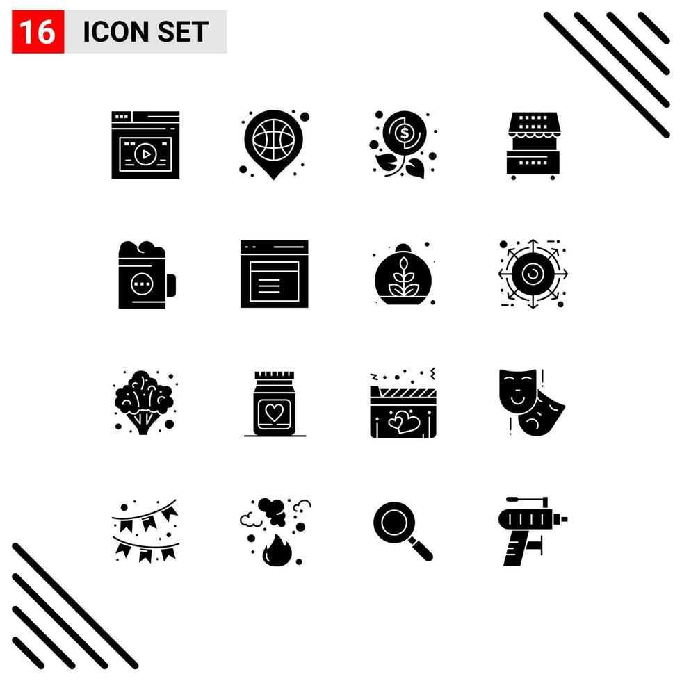 16 Creative Icons Modern Signs and Symbols of kiosk drinks place cooking money Editable Vector Design Elements