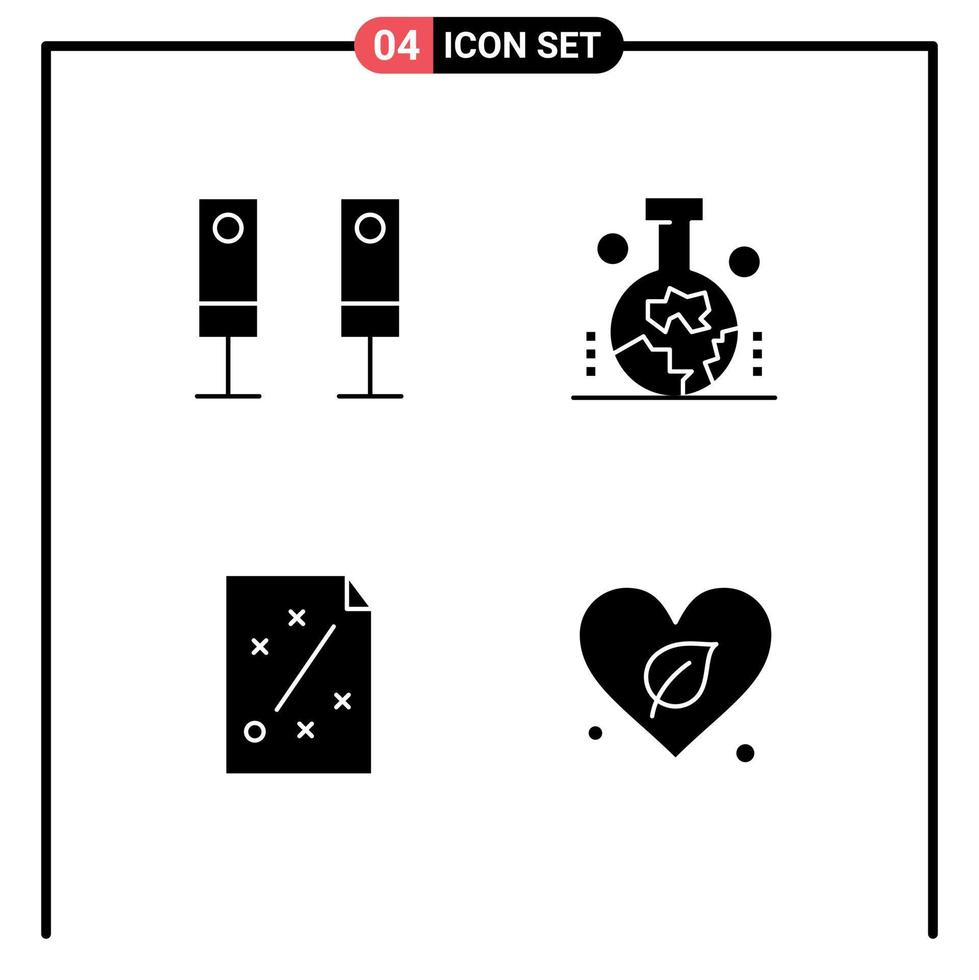 Pack of 4 Modern Solid Glyphs Signs and Symbols for Web Print Media such as appliances ideas system scientific study of the origin of the earth project Editable Vector Design Elements