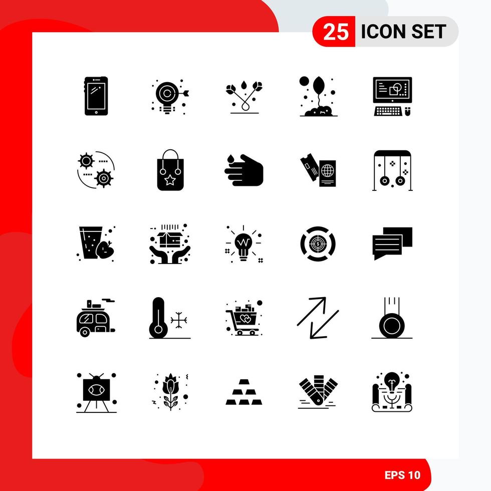 Modern Set of 25 Solid Glyphs and symbols such as nature environment web eco tulip Editable Vector Design Elements