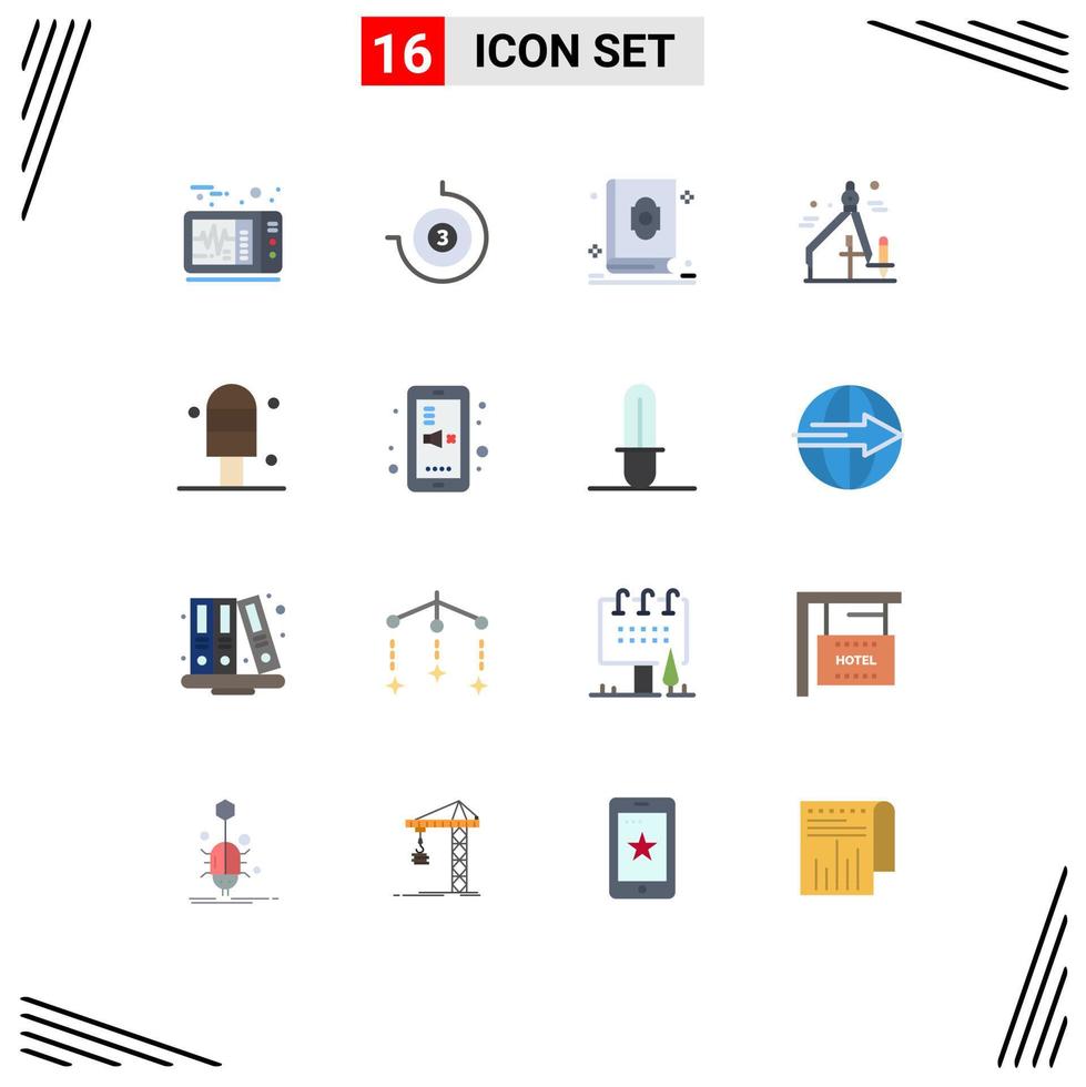 16 User Interface Flat Color Pack of modern Signs and Symbols of education ice holy cream graphic design Editable Pack of Creative Vector Design Elements