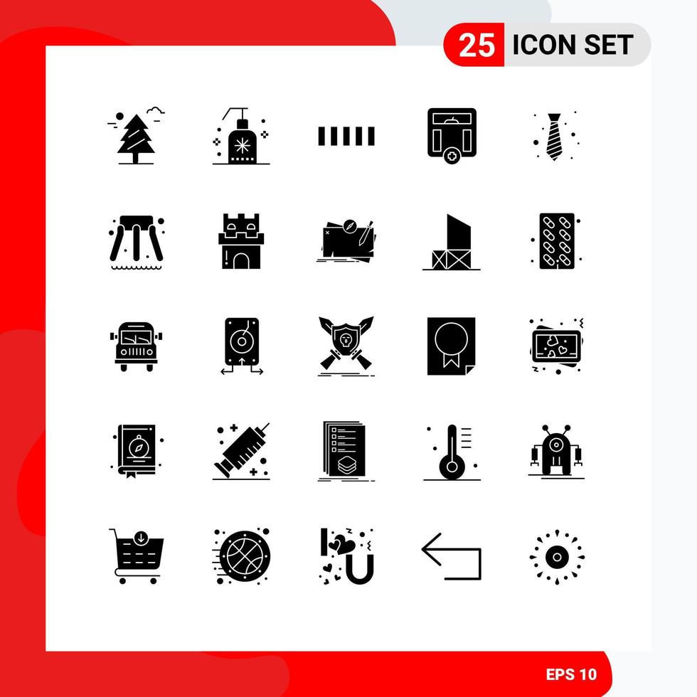 25 Thematic Vector Solid Glyphs and Editable Symbols of wear dress connection weight health Editable Vector Design Elements