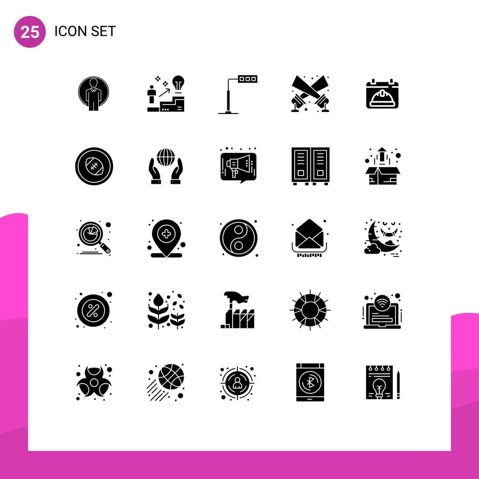 conjunto de 25 iconos de interfaz de usuario modernos signos de símbolos para solución de foco de calendario elementos de diseño de vector editables de camino de reflector