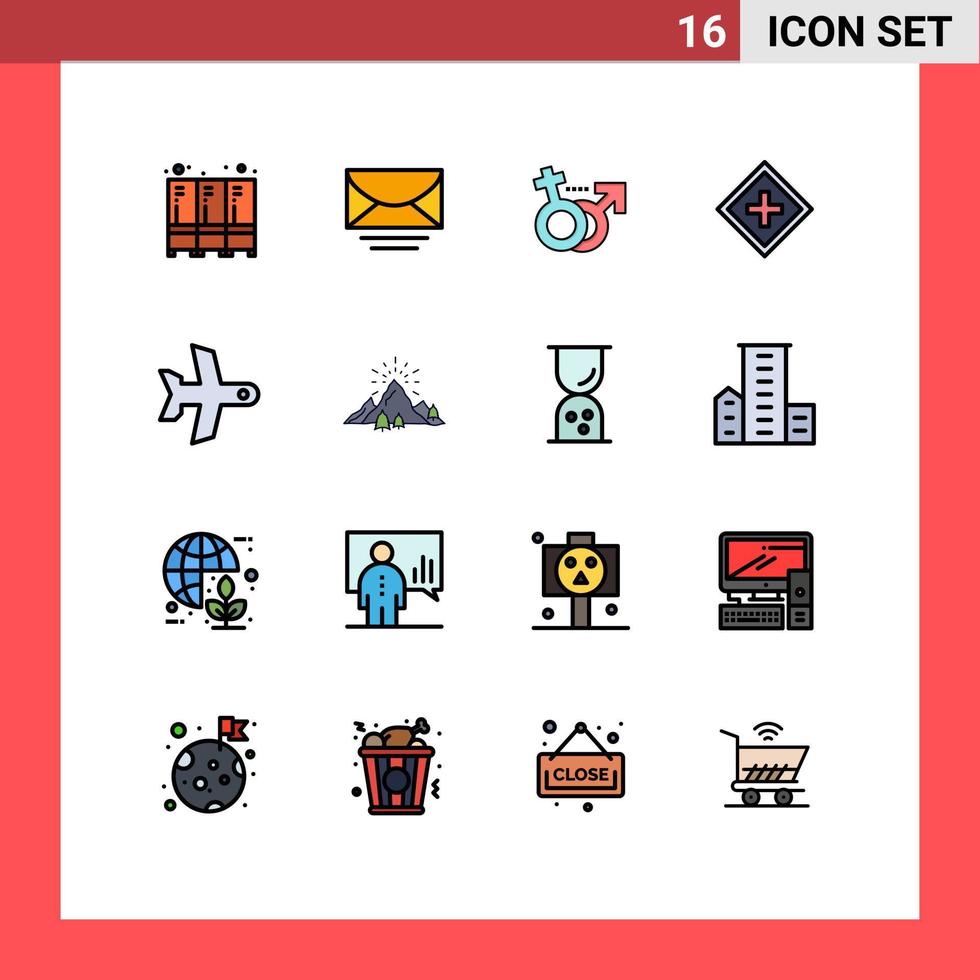 16 iconos creativos signos y símbolos modernos del servicio de avión aumento de género elementos de diseño de vectores creativos editables por el cliente
