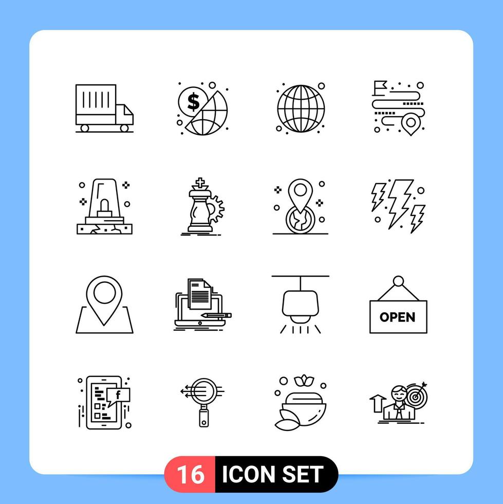 16 Line Black Icon Pack Outline Symbols for Mobile Apps isolated on white background 16 Icons Set Creative Black Icon vector background