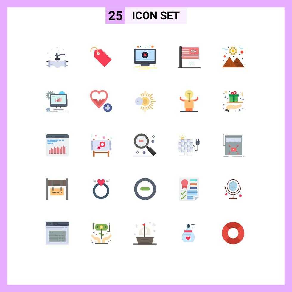 Group of 25 Flat Colors Signs and Symbols for planet fall alert decline american dream Editable Vector Design Elements