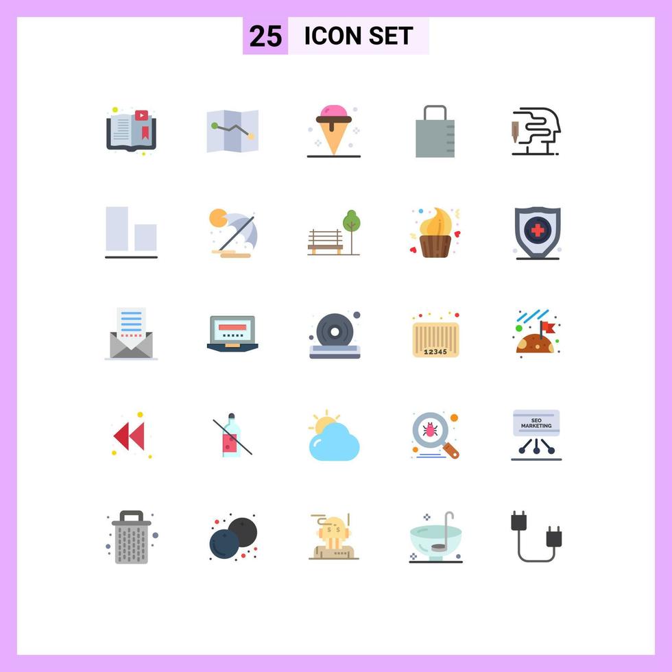 Set of 25 Vector Flat Colors on Grid for big think human ice security lock pad Editable Vector Design Elements
