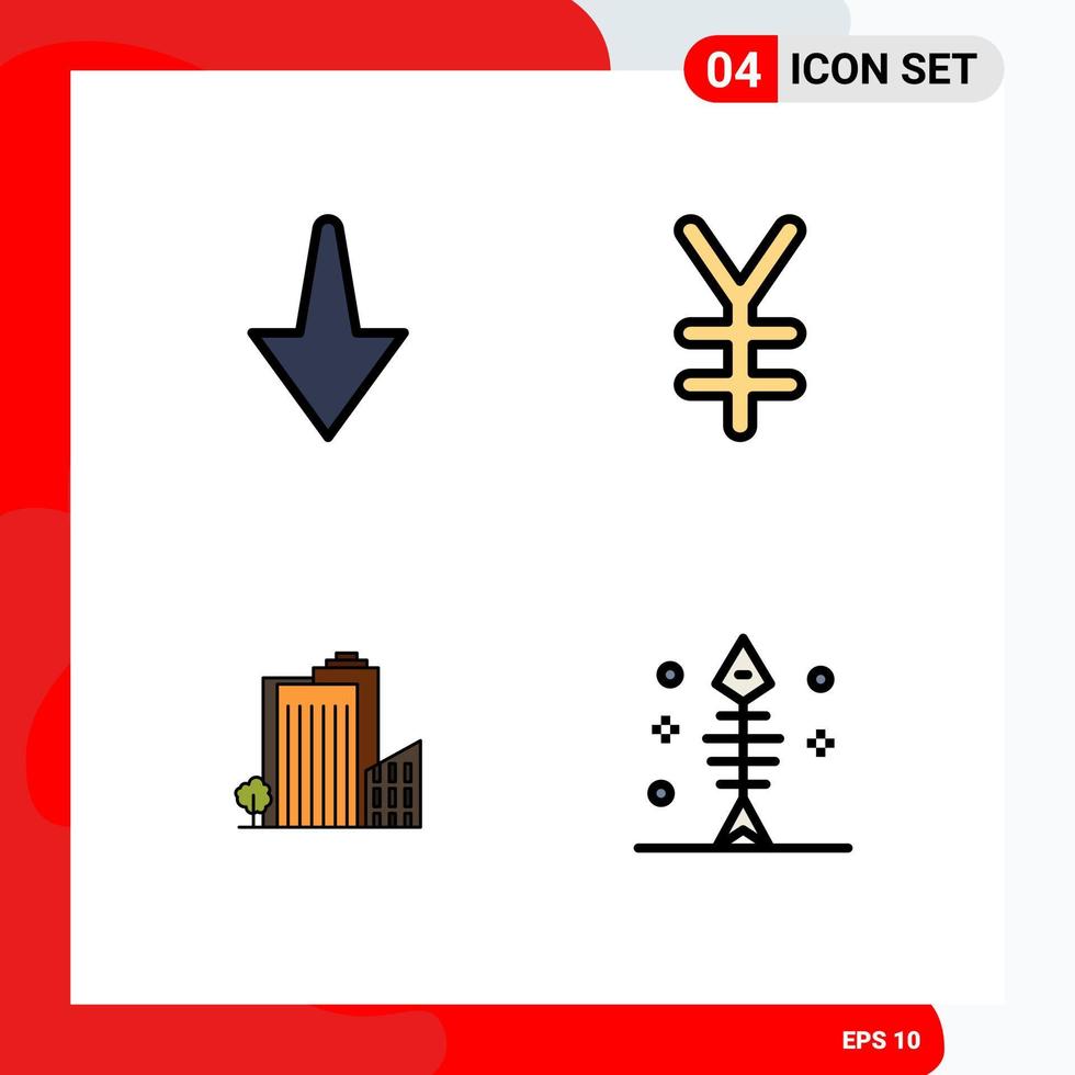 Modern Set of 4 Filledline Flat Colors and symbols such as arrow real estate finance build fish Editable Vector Design Elements