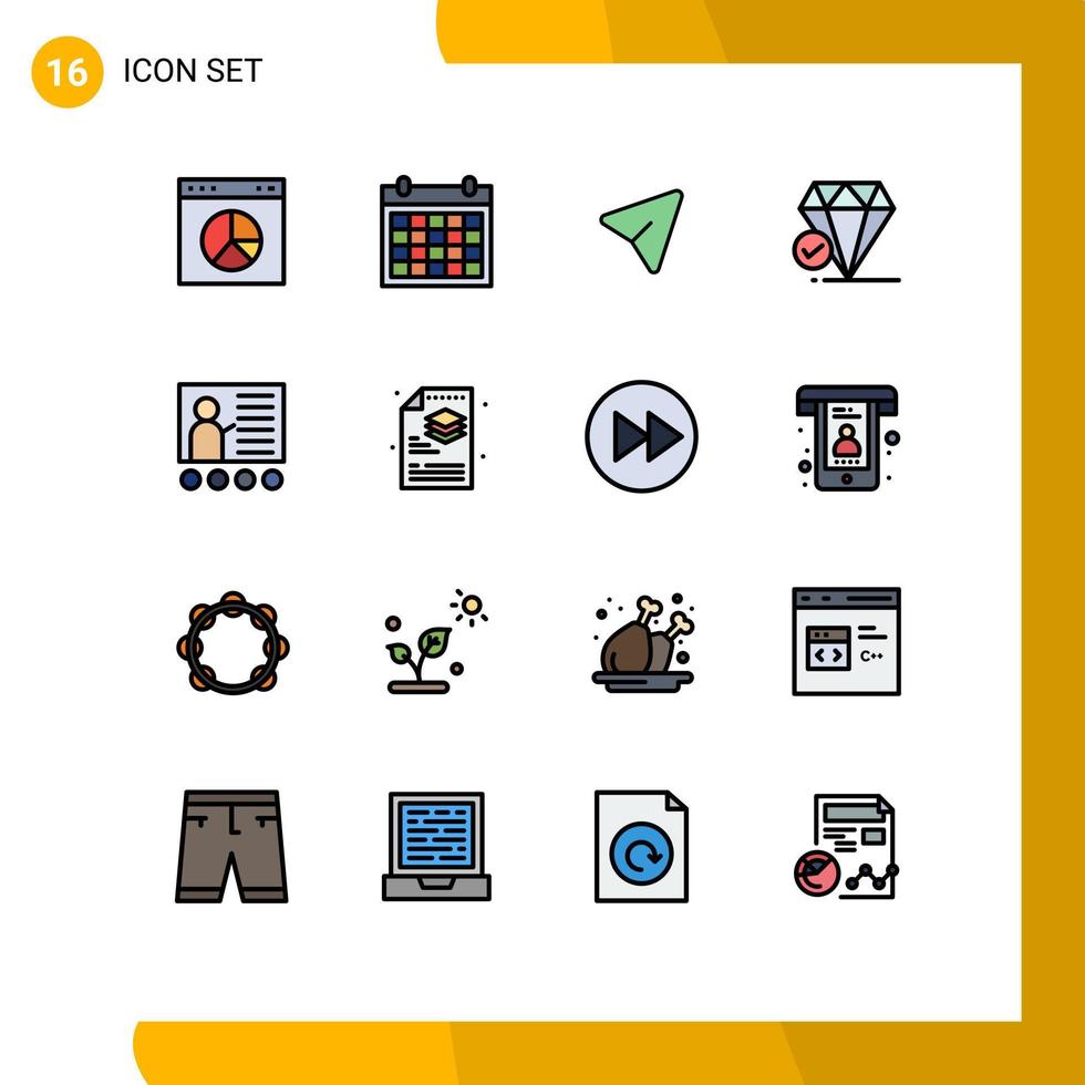 Stock Vector Icon Pack of 16 Line Signs and Symbols for blackboard big think date jewel computer Editable Creative Vector Design Elements