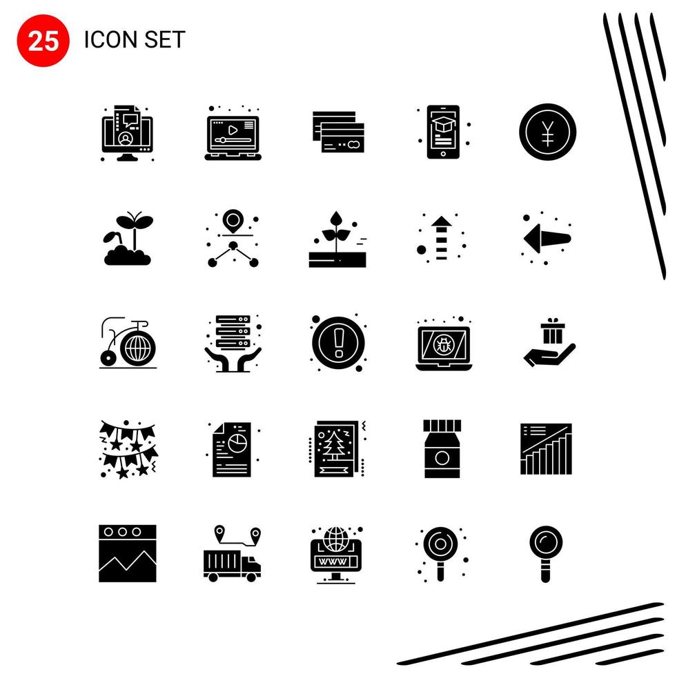 Collection of 25 Vector Icons in solid style Pixle Perfect Glyph Symbols for Web and Mobile Solid Icon Signs on White Background 25 Icons Creative Black Icon vector background