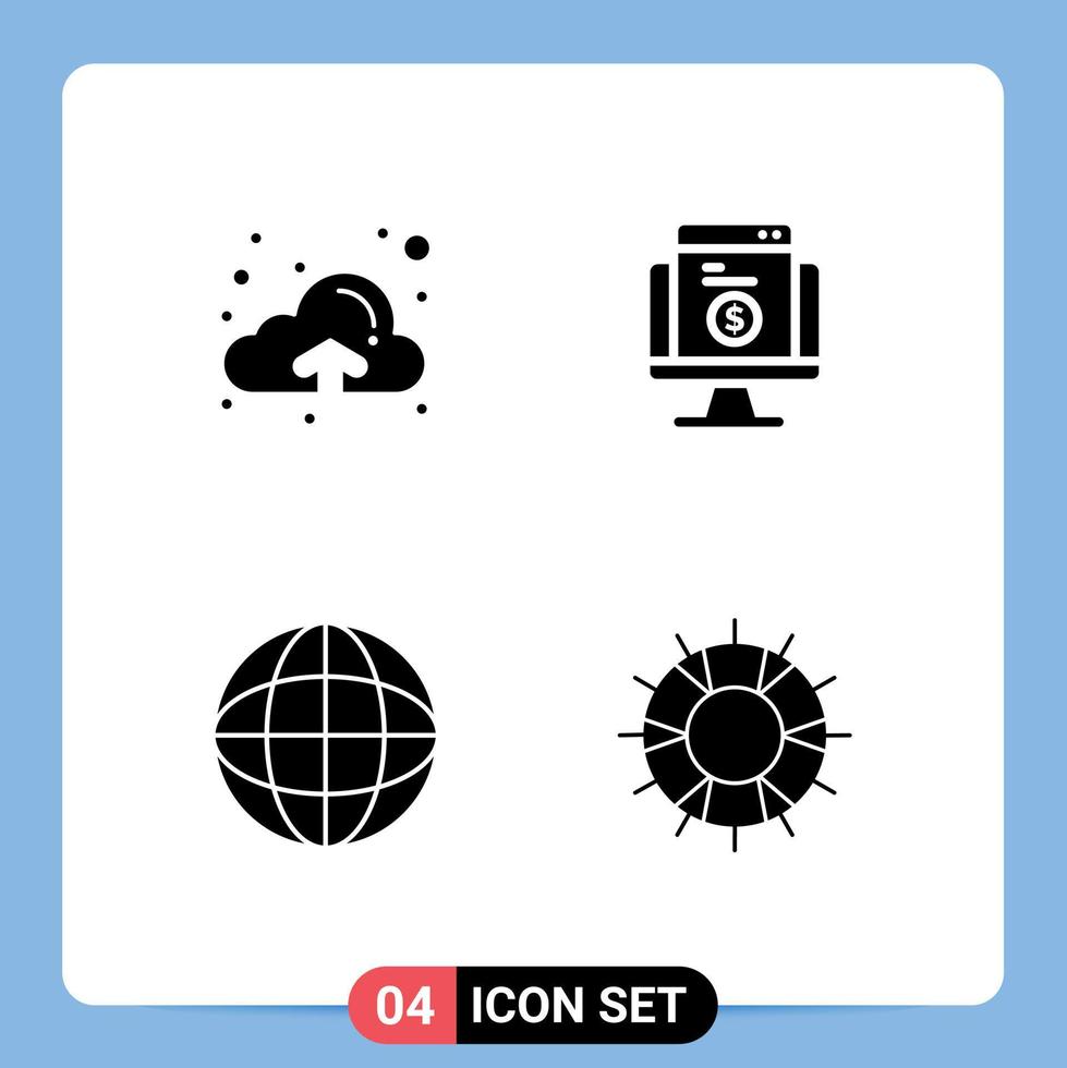 4 Universal Solid Glyph Signs Symbols of cloud geography payment ecommerce help Editable Vector Design Elements