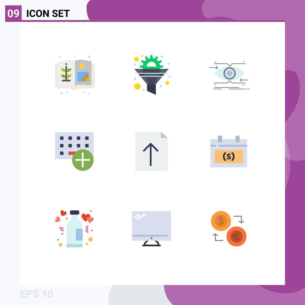 Set of 9 Commercial Flat Colors pack for hardware devices attention computers vision Editable Vector Design Elements