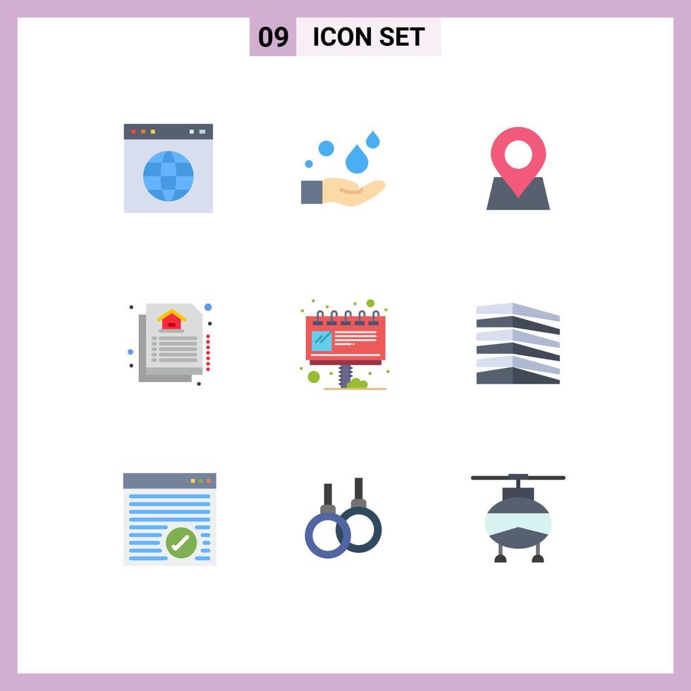 Stock Vector Icon Pack of 9 Line Signs and Symbols for marketing advertisement location real document Editable Vector Design Elements