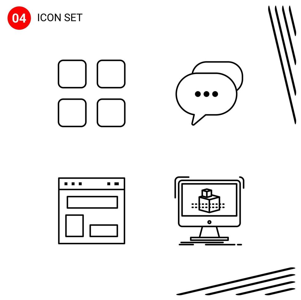 colección de 4 iconos vectoriales en estilo de línea símbolos de contorno perfecto de píxel para signos de icono de línea web y móvil sobre fondo blanco 4 iconos fondo de vector de icono negro creativo