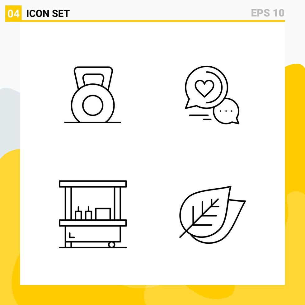 Collection of 4 Universal Line Icons Icon Set for Web and Mobile Creative Black Icon vector background