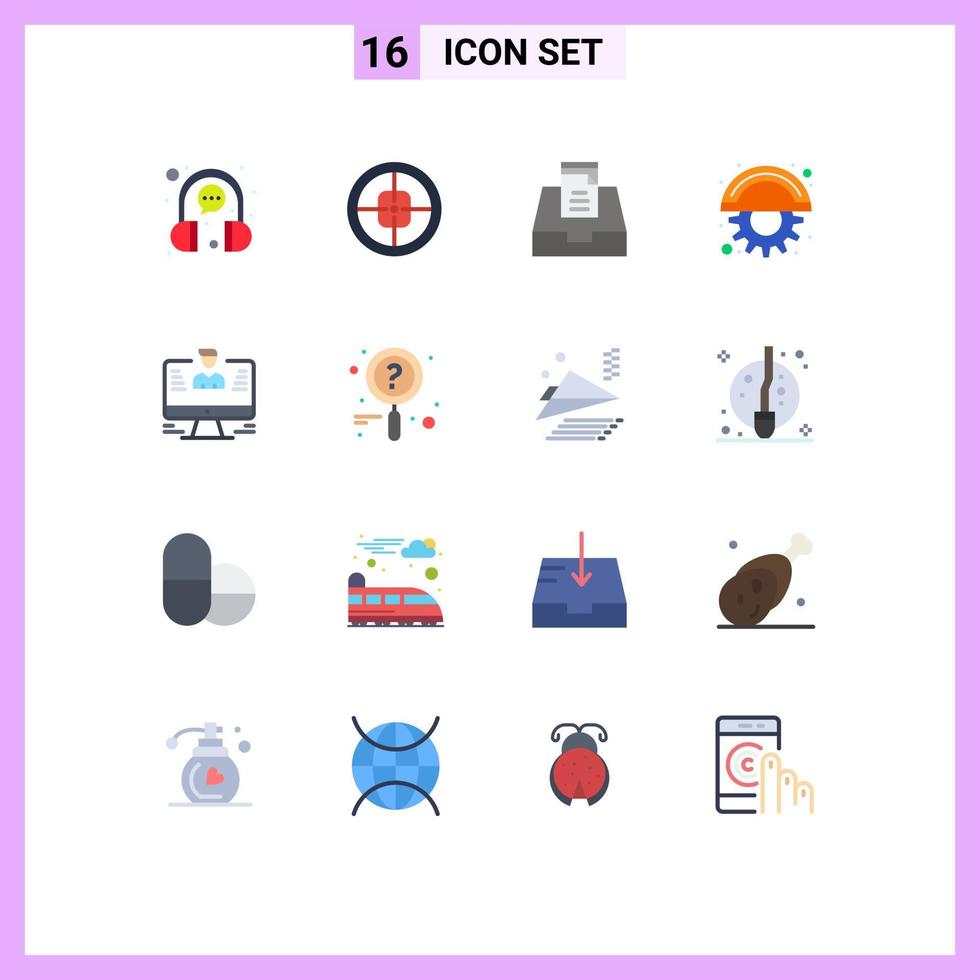 16 Universal Flat Color Signs Symbols of user line soldier cutter mailbox Editable Pack of Creative Vector Design Elements