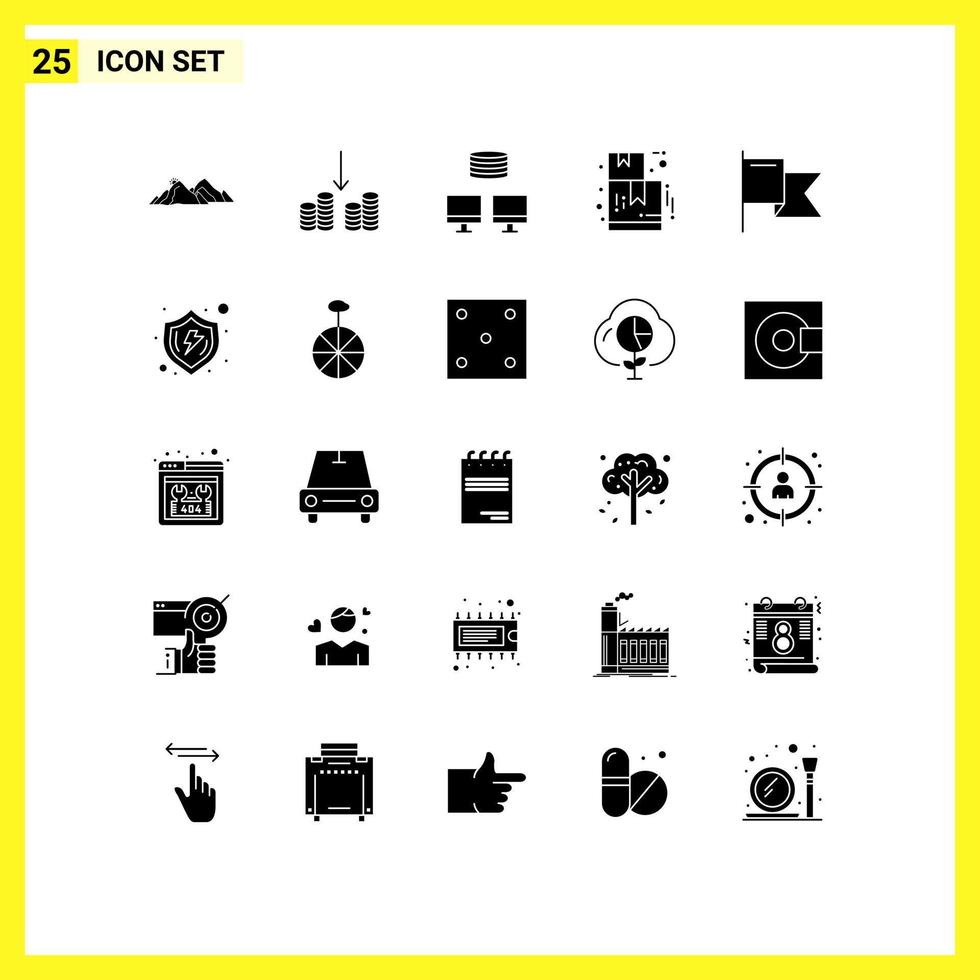 paquete de iconos de vector de stock de 25 signos y símbolos de línea para proteger elementos de diseño de vector editables de comercio electrónico de país de respaldo de bandera