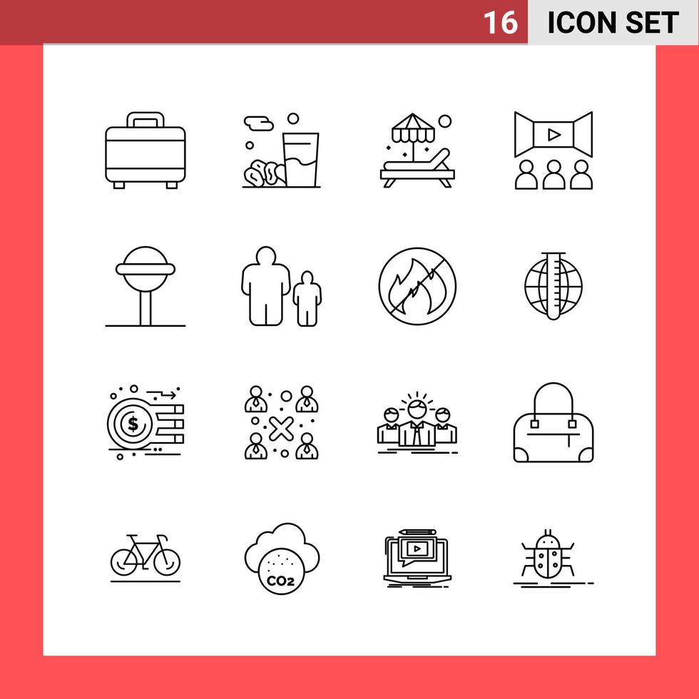 16 Icon Pack Line Style Outline Symbols on White Background Simple Signs for general designing Creative Black Icon vector background
