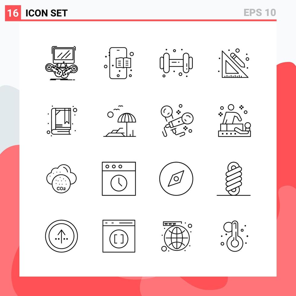 Collection of 16 Vector Icons in Line style Modern Outline Symbols for Web and Mobile Line Icon Sign Isolated on White Background 16 Icons Creative Black Icon vector background