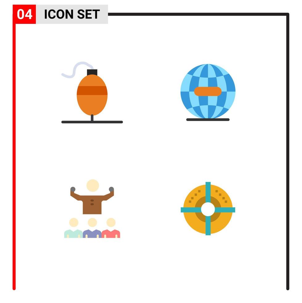 4 User Interface Flat Icon Pack of modern Signs and Symbols of bobber mentor earth internet team Editable Vector Design Elements