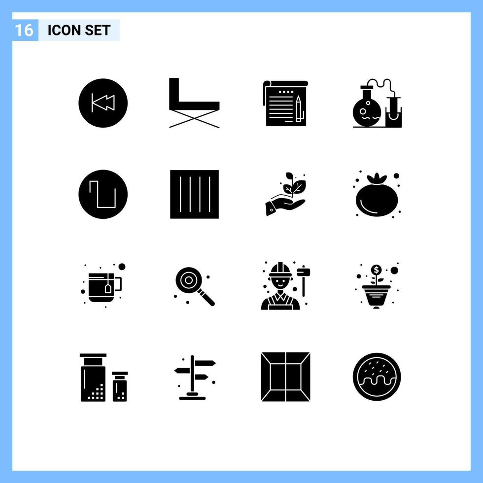 Stock Vector Icon Pack of 16 Line Signs and Symbols for science flask rest tube note Editable Vector Design Elements