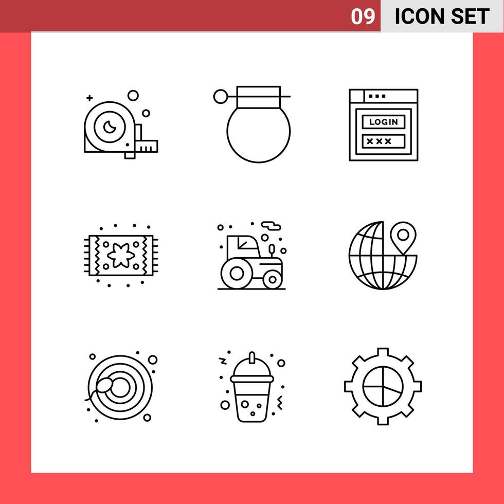 9 Icon Pack Line Style Outline Symbols on White Background Simple Signs for general designing Creative Black Icon vector background