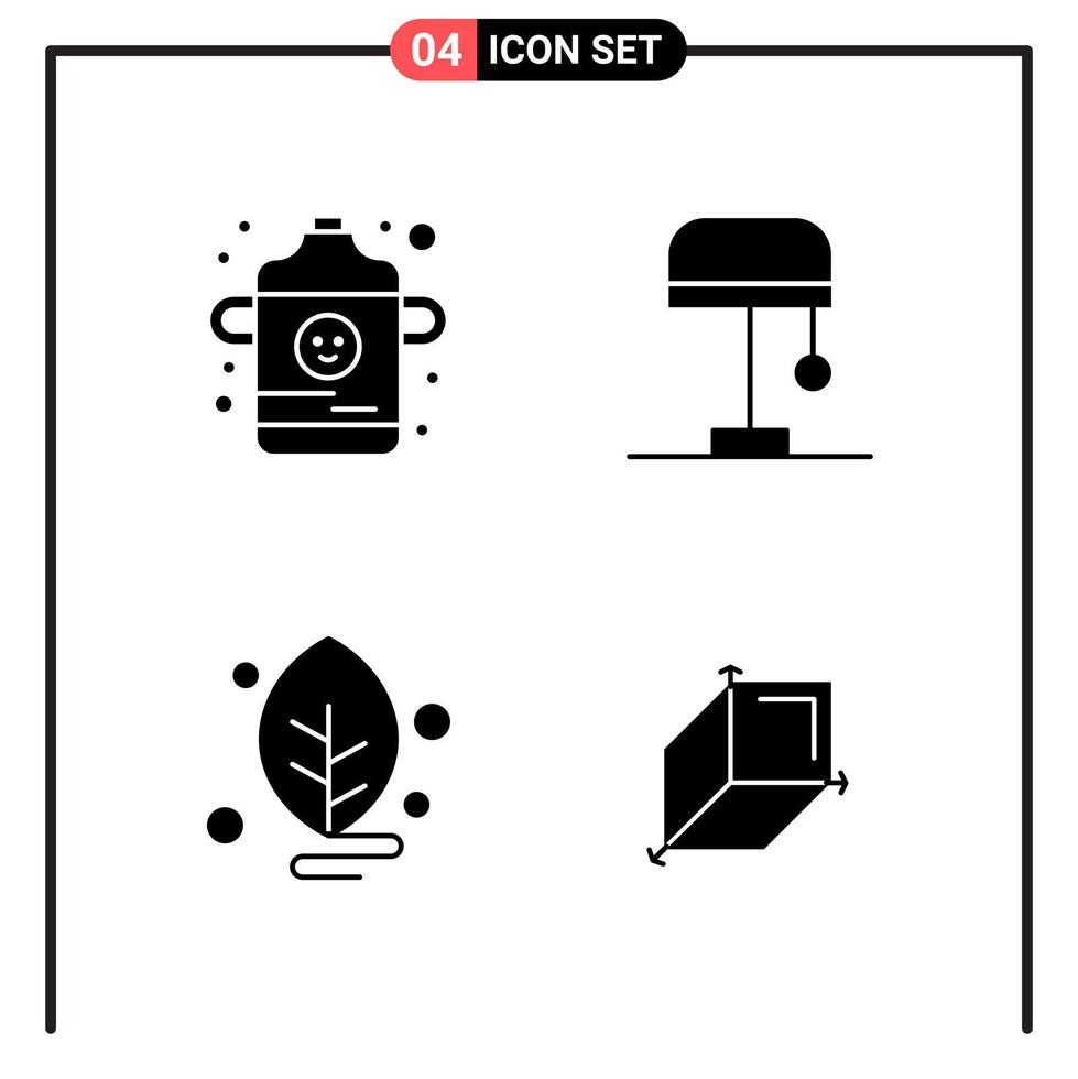 Set of 4 Solid Style Icons for web and mobile Glyph Symbols for print Solid Icon Signs Isolated on White Background 4 Icon Set Creative Black Icon vector background