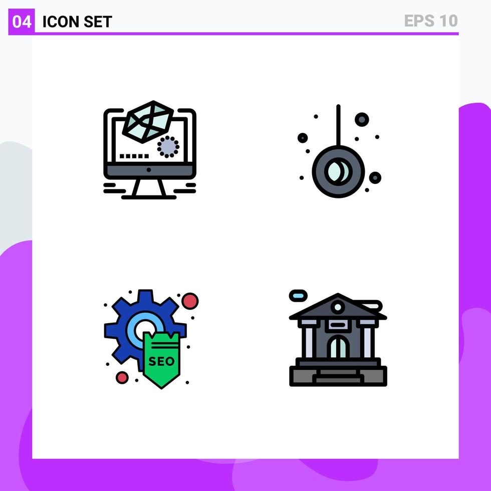 4 Filledline Flat Color concept for Websites Mobile and Apps animation seo drawing camping bank Editable Vector Design Elements