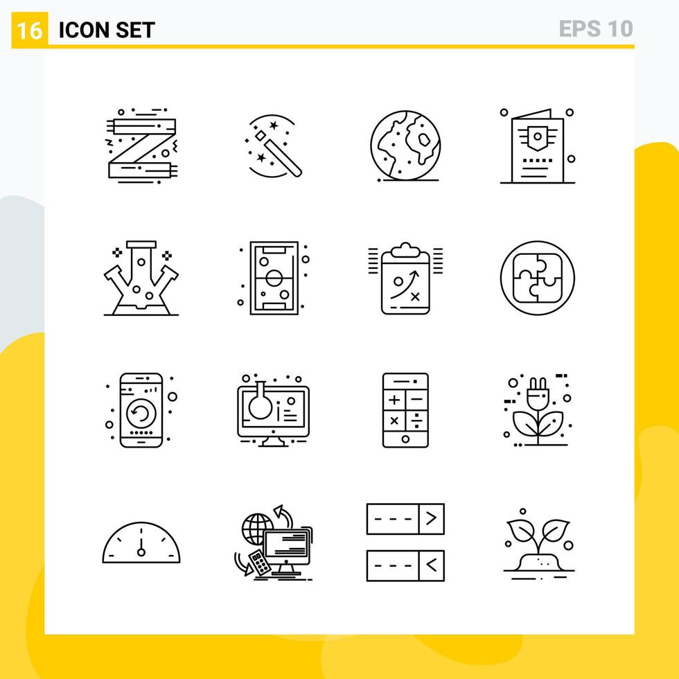 Collection of 16 Universal Line Icons Icon Set for Web and Mobile Creative Black Icon vector background
