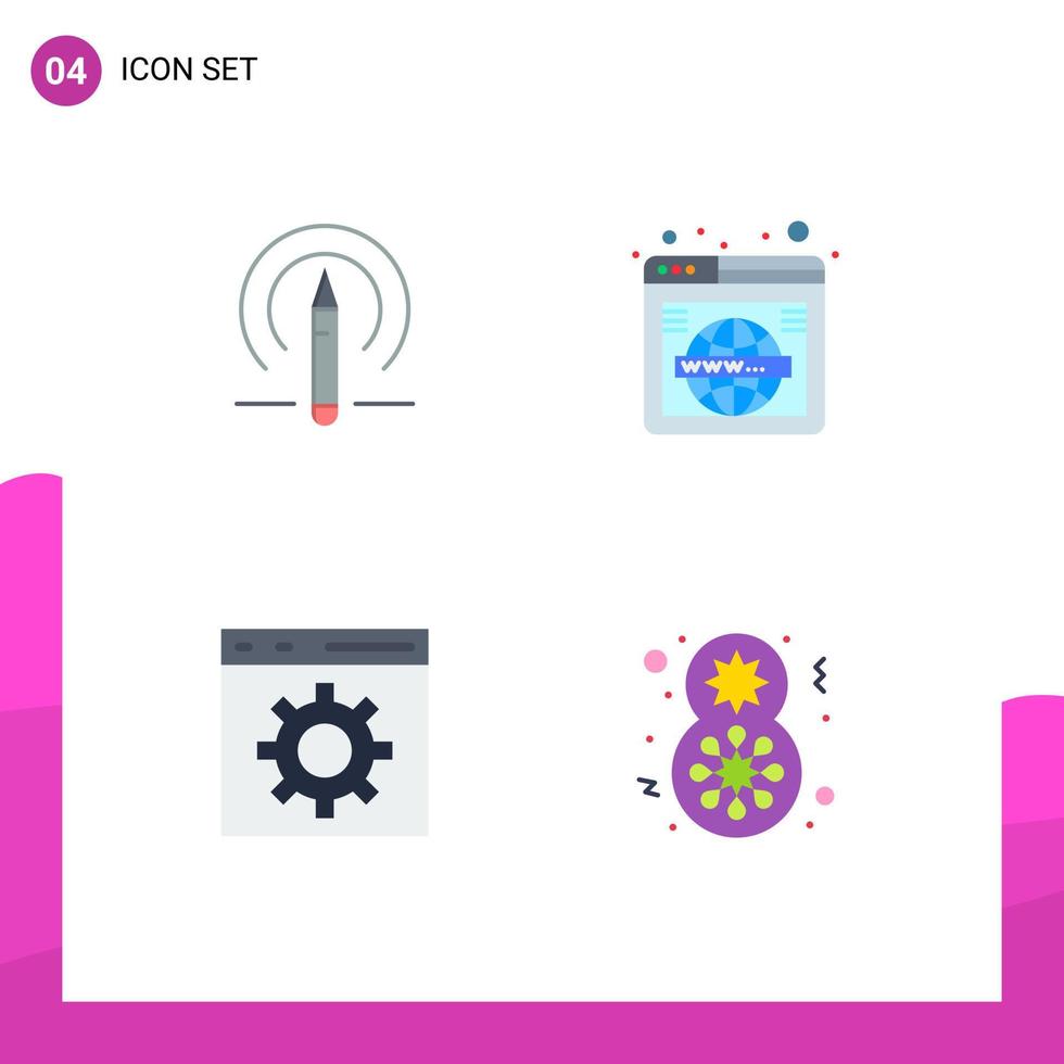 Modern Set of 4 Flat Icons Pictograph of learining coding tools web development Editable Vector Design Elements