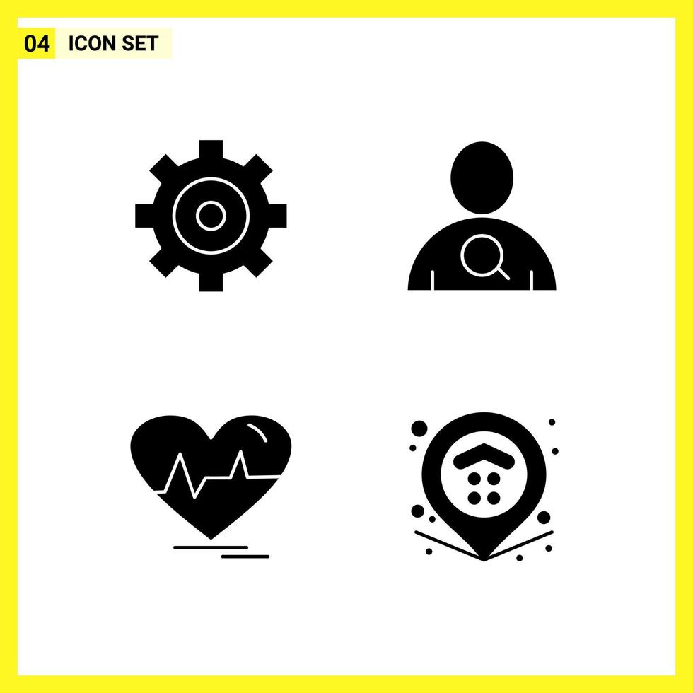 4 Icon Set Simple Solid Symbols Glyph Sign on White Background for Website Design Mobile Applications and Print Media Creative Black Icon vector background