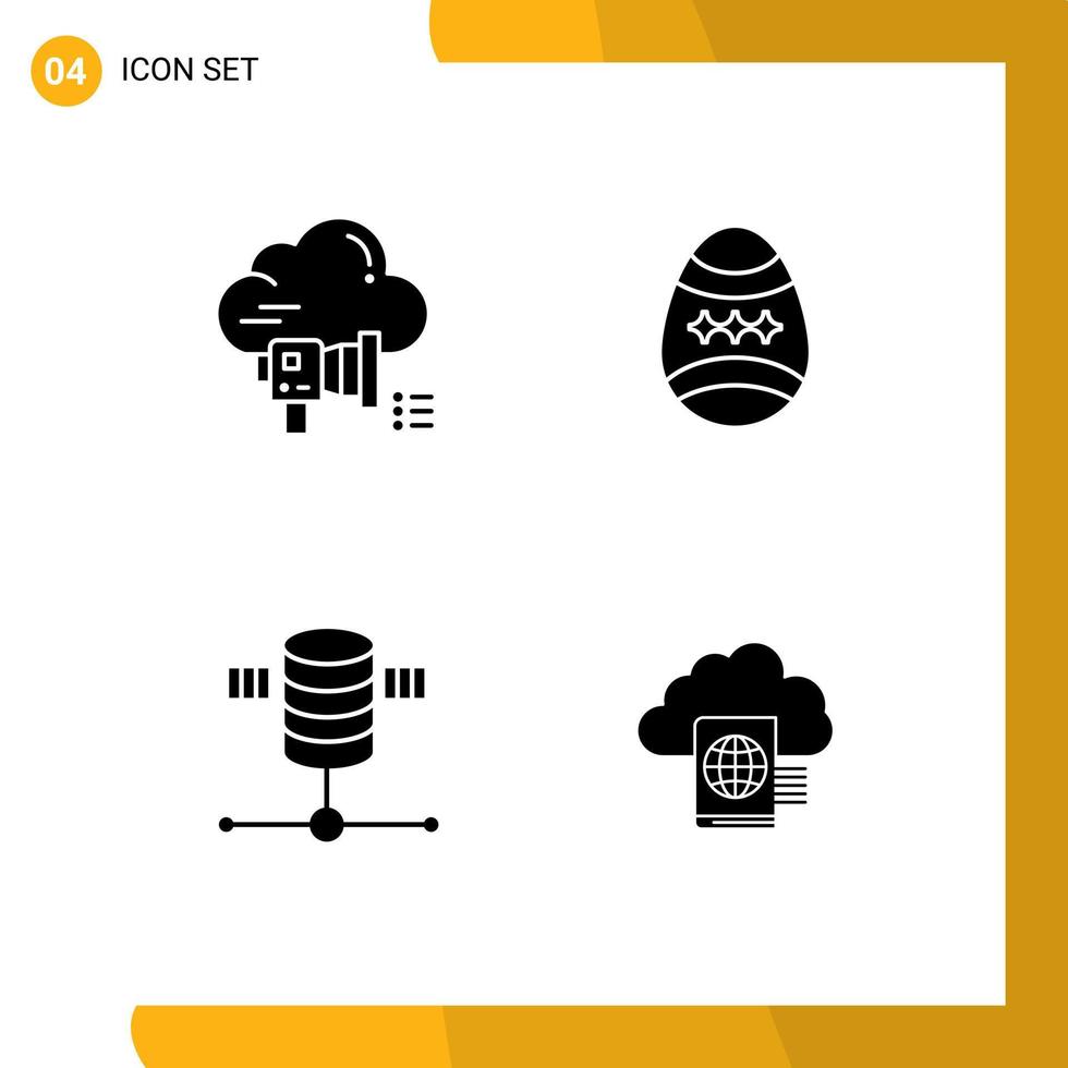 Stock Vector Icon Pack of 4 Line Signs and Symbols for megaphone computing cloud decoration server Editable Vector Design Elements