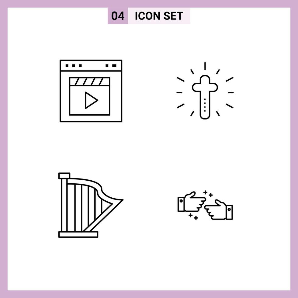 paquete de iconos vectoriales de stock de 4 signos y símbolos de línea para la interfaz de audio del navegador instrumento cristiano elementos de diseño vectorial editables vector